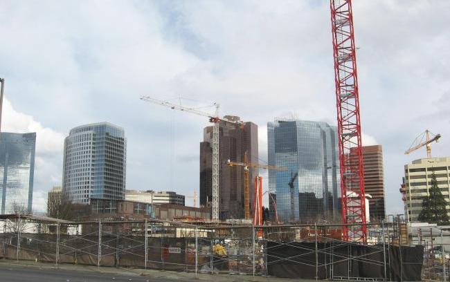 A view of high-rise construction in downtown Bellevue