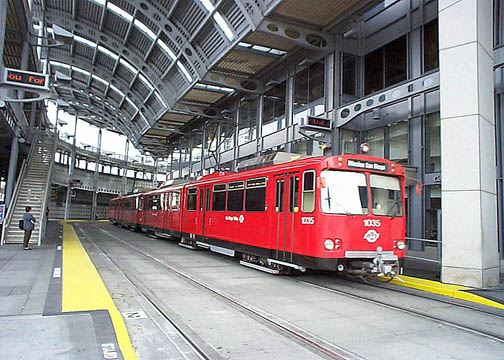 San Diego Trolley in a station